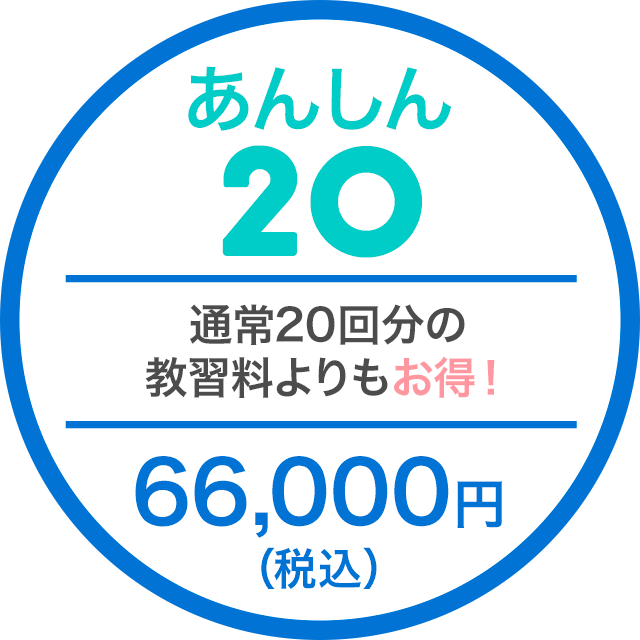 あんしん20 通常20回分に追加される追加料金よりもお得! 66,000円(税込)